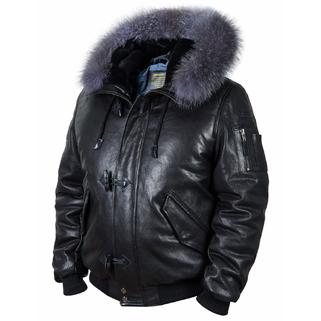Пуховик кожаный Alaska Togo black (Art. 512)